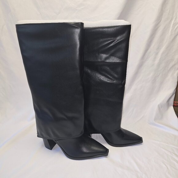 Steve Madden Selah Fold-Over Boots in Black, Women's Size 9.5M, NIB - Picture 1 of 9